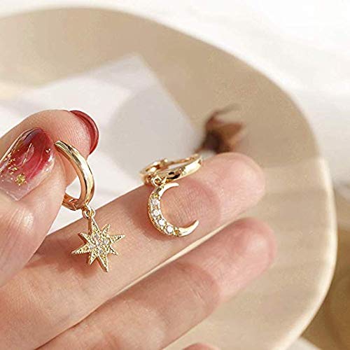Star Moon Dangle Hoop Earrings Ear Ring Wild Cool Wind Earrings Female