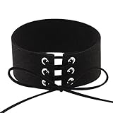 UNKE Womens Velvet Leather Necklace Choker Lace Up Punk Gothic Choker Vintage