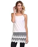 Lace Top Extender Layering Camisole with Extra-Long Sheer Lace Bottom (XXXL, White)