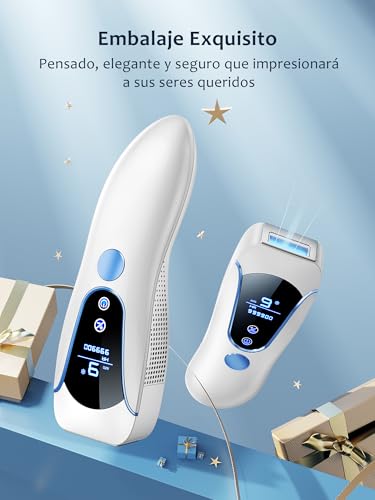 IPL Laser Epilator with Cooling Function, 19.35 J Pulsed Light Epilator with 9 Energy Level, 2 Modes, 999,900 Pulsed Light for Women and Men, Legs, Bikini, Armpits, Face, Blue Body