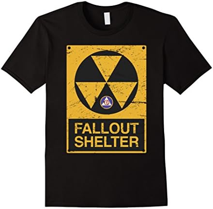 Mens Vintage Civil Defense | Nuclear Fallout Shelter T-Shirt 2XL Black