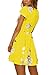 Vaniglia Siyinfushi Women Floral Print Sleeve Sexy Deep V-Neck Tunic Top Casual Mini Dress (X1-1801-Huang-L)