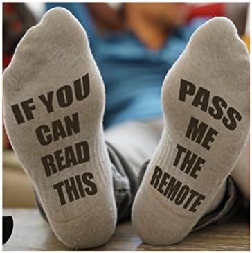 ALNDA If You Can Read This Bring Me Whisky Remote Wine Socks Christmas Novelty Gifts Unisex Funny Socks (Remote)