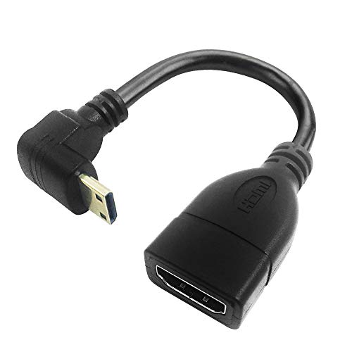 Afunta Mini HDMI Male 90degree to HDMI Female Converter Connector Adapter Cable 1080P