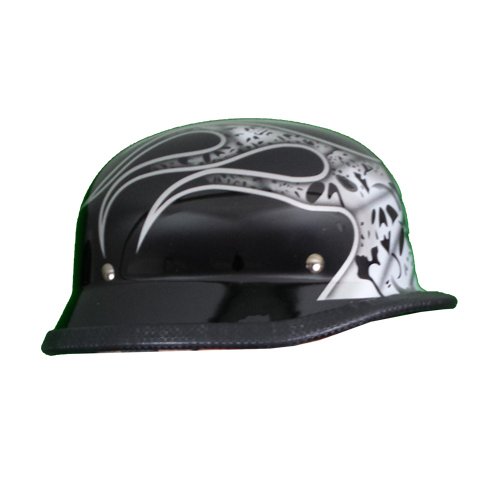 Flaming Skulls German Novelty Motorcycle Helmet Low Profile Not DOT