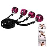Eoeyog Bed Restraint Bondage Toys, Fetish Bed Bondage Harness - Adjustable Straps Fit Almost Any Size Mattress - Sex Furniture with Soft Handcuffs for Bondage Collection SM/BDSM Roleplay, Purple