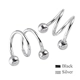 XIUFEN - 2pcs Stainless Steel Twist Ear Plug Earring Spiral Helix Stud Lip Nose Ring Body Piercing 16Ga