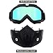 Ubelly Motorcycle Goggles with Detachable Mask, Motocross Riding Cycling Motorbike ATV Dirt Bike Racing Off Road Cosplay Goggle Glasses,Adjustable Non-Slip Strap Retro Helmet Goggles