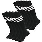 Fasoar Unisex Knee High Stripe Football Sports Tube Socks 2 Pack,6 Pack,10 Pack