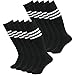 Fasoar Unisex Knee High Stripe Football Sports Tube Socks 2 Pack,6 Pack,10 Pack