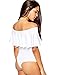 May&Maya Women's Off Shoulder with Ruffle Overlay Bodysuit (M, White)