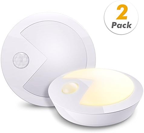 OURRY Motion Sensor Night Light, Stick Anywhere Battery-Powered Wireless Motion Activated LED Night Light for Hallway, Bathroom, Bedroom, Kitchen, etc. (Warm White - Pack of 2)