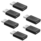ARKTEK USB-C Adapter, Type C (Male) to Micro USB (Female) Converter Charging Sync for Galaxy S10 Note 9, Pixel 3 and More (Black, Pack of 6)