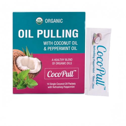 CocoPull Bio Kokosnussöl für Natürlich Weiße Zähne - Mit Bio Pfefferminzöl - Ölziehen - Schützt gegen Mundgeruch - Hält Atem Frisch - Zahnaufhellung o