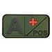 Mini First Aid Blood Type PVC Patch Black and White Glow Dark Compatible with Velcro PVC Patches for Hats,Plate Carrier,Ifak,First Aid Kit Patch (A Positive)