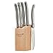 Laguiole By FlyingColors Steak Knife Set. Wood Block, Color Handle, 6 Pieces (Stainless Steel)
