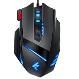 Gaming Mouse Wired Programmable 7 Buttons - Hcman [Upgraded Version] Led Backlit & 5 DPI Mode,Comfortable Grip with Fire Button,USB PC Gaming Mice,for Laptop Computer MAC Gamers Black