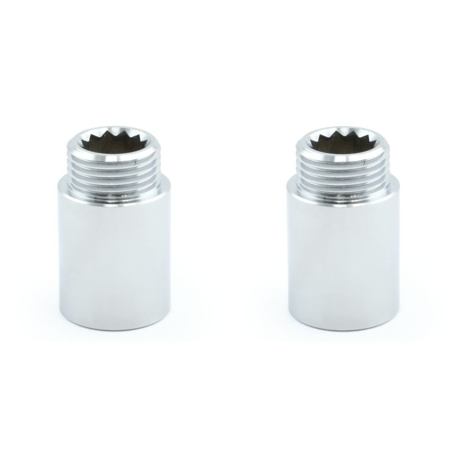 Hot Flow | 30mm Rigid Radiator Valve Extension 1/2 inch BSP (Chrome) (Pair)