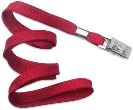 TruOffice Red 36-Inch Flat Lanyards with Badge Clip, 100-Pack (CLANF36-RD)