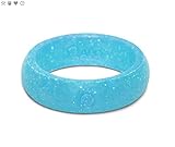 Qalo Women's Pearlescent Silicone Ring, Sky Blue, Size 7