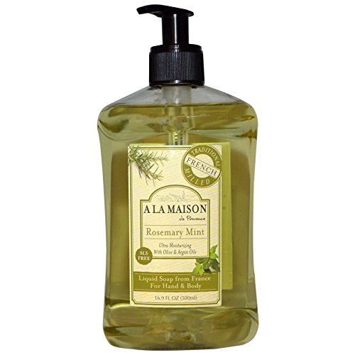 A La Maison de Provence Rosemary Mint Liquid Hand and Body Soap (Pack of 2) With Olive Oil, Coconut Oil and Vitamin E, 16.9 fl. oz. Each