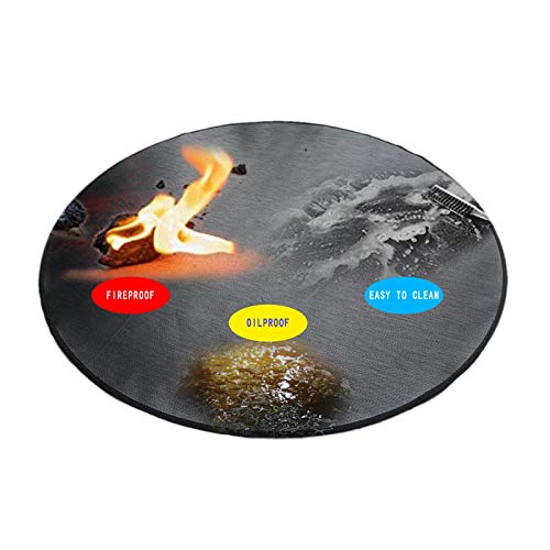 Round Ember Mat for Under Grill Fire Pit, Fire Pits Mat for Deck, Flame