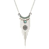 Usstore Women Fashion Pendant Bohemian Gypsy Style Turquoise Tassel Long Chain Necklaces