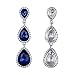EleQueen Women's Silver-tone Austrian Crystal Tear Drop Pear Shape Long Dangle Earrings Royal Blue