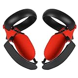 Esimen Touch Controller Grip Cover for Oculus Quest/Rift S Wrist Strap Anti-Throw Handle Protective Sleeve Suit (Red Cover+Strap)