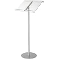 Deflecto Lectern Without Ring Binder Floor Stand – Silver/Clear - Acrylic Sign Holder - Base Stand for Speech - Music Stands