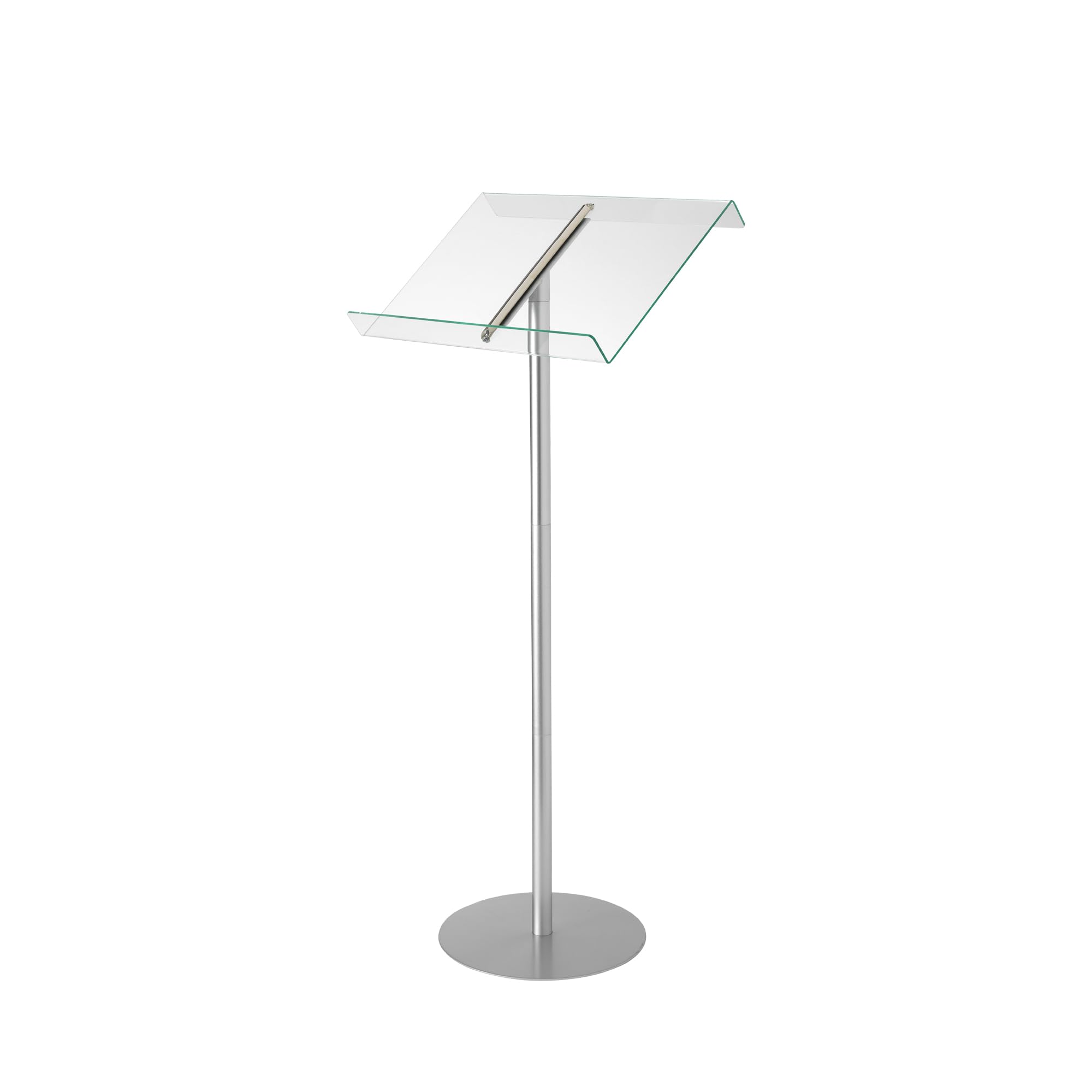 Deflecto Lectern without Ring Binder Floor Stand – Silver/Clear - Acrylic Sign Holder - Base Stand for Speech - Music Stands