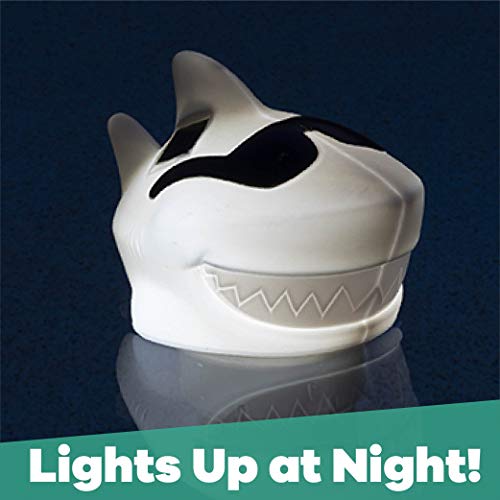 GAME 12902-BB Solar Light-Up Shark Pool 3-inch Tablet Chlorine Dispenser LED Light Sensor, Expandable Basket Adjustable Flow Rate