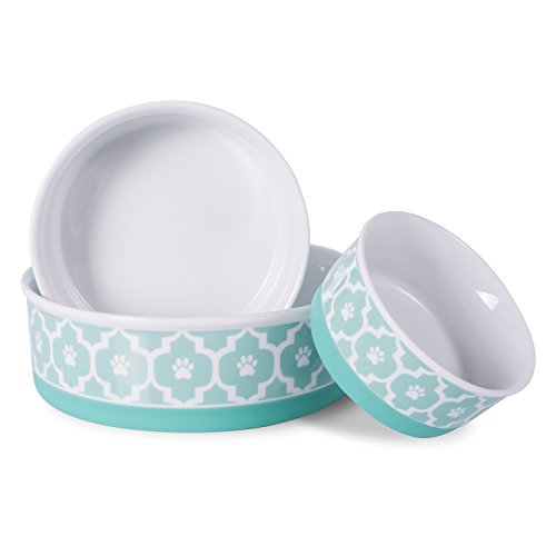 Bone Dry Lattice Collection Pet Bowl & Canister, Medium Set, 6x2