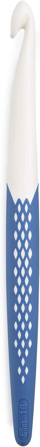 Prym Ergonomic Crochet Hook, Metal, White/Dark Violet, 18 cm x 10 mm