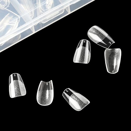 UNA GELLA Ballerina Short False Nails, 312 Pieces 12 Sizes, Tips Nails Coffin Short Semi Matte Full Cover, Tips Press On Nails for DIY Acrylic Extension