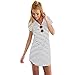 NOMENI Women Crew Neck Short Sleeve Striped Loose T-Shirt Mini Dress (Large, White)