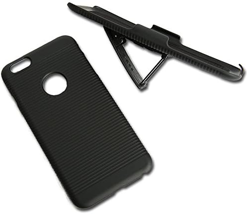 Locomotive Technology iPhone 6 Case (Fits NEW 6S) with Holster Belt Clip with Kickstand for Apple Phone, Black Color, Armband Alternative (.3MM Tempered Glass Screen Protector)