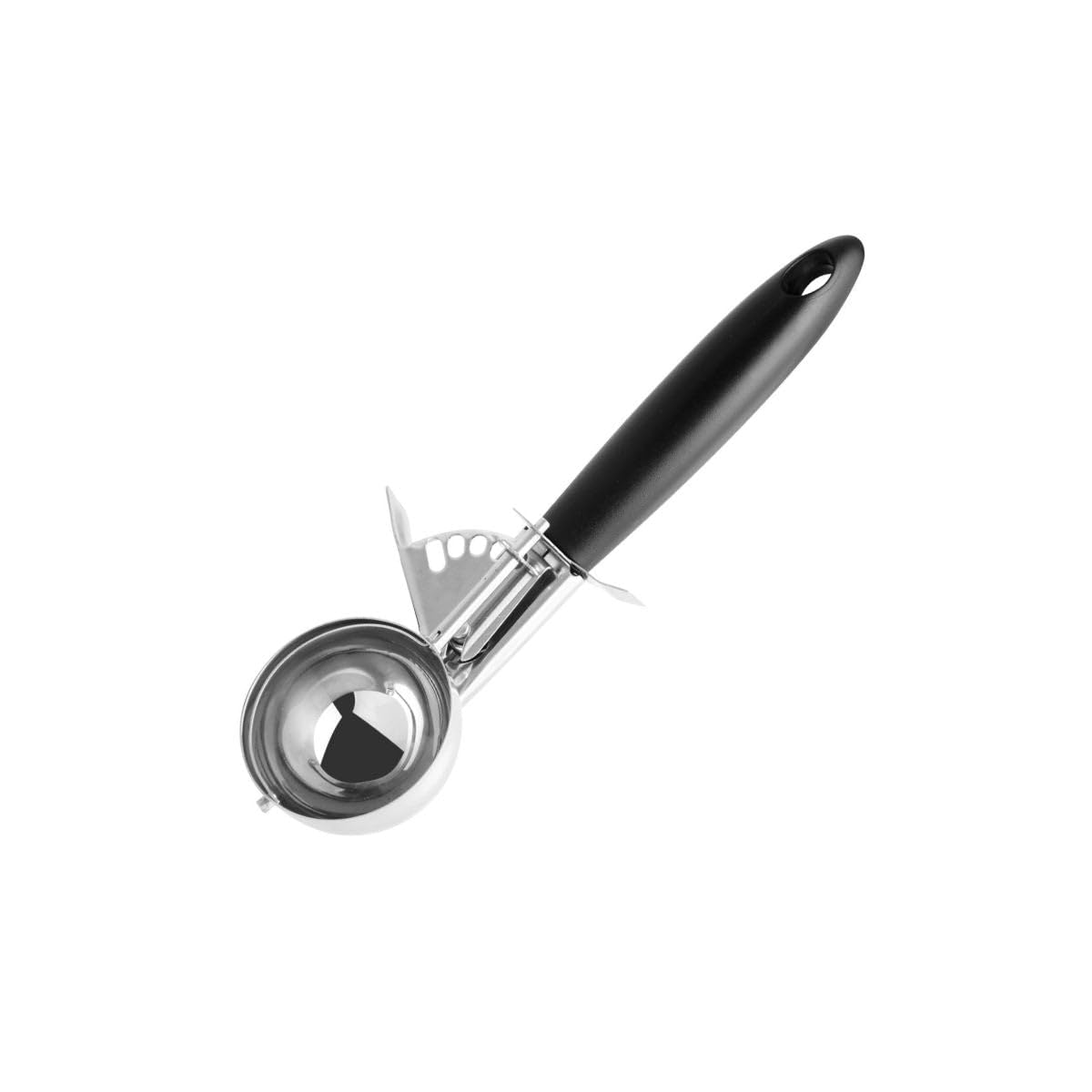 Fackelmann Deluxe Ice Cream Scoop, Stainless Steel Function Head with Plastic Handle, 5x11.6x22cm, Silver & Black