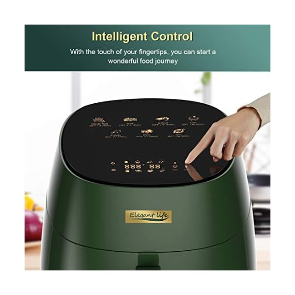 Elegant-Life-45-L-Air-Fryer-Oil-Free-7-in-1-with-Recipes-Cookbook-1400W-LCD-Touchscreen-Air-Oven-Cooker-Oil-Free-Hot-Cooker-BPAPFOA-Free Elegant Life 4.5 L Air Fryer Oil Free 7 in 1 with Recipes Cookbook, 1400W LCD Touchscreen Air Oven Cooker, Oil Free Hot Cooker, BPA&PFOA Free