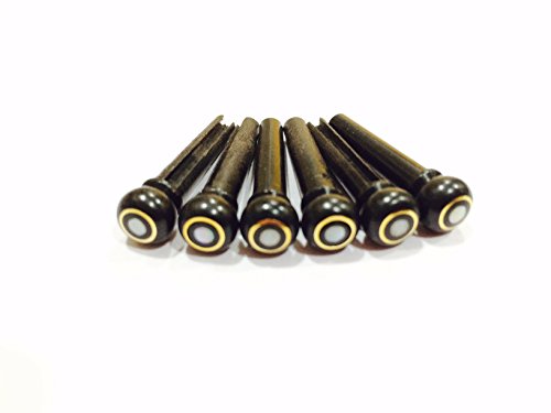 Indian Ebony Acoustic Guitar Bridge Pins made with Parisian Eye - Mastergrade Pack of 6 pins - Thumbnail 4
