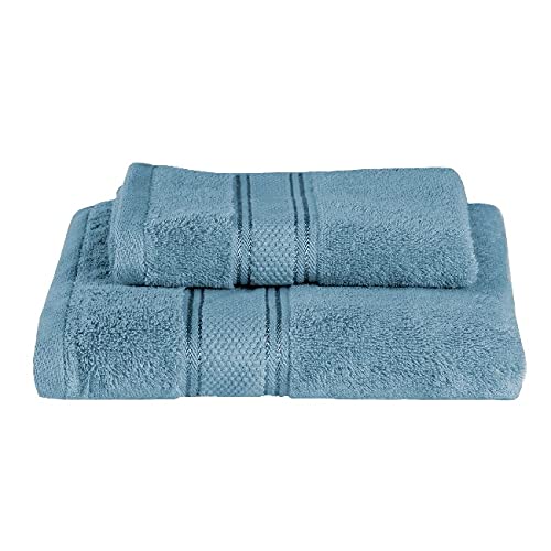 Homemania Guest Towel Set 2 for Face, Hands, Bathroom Light Cotton, 60 x 100 cm, Bright Blue