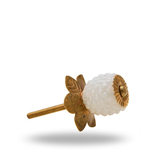 Set of 6 Glass Berry Knob with Brass Flower Milk By Trinca-Ferro - Thumbnail 2