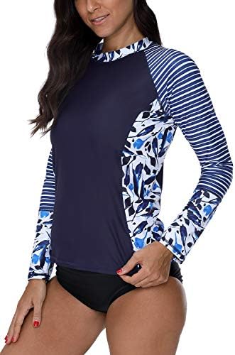 Vegatos Women's Long Sleeve Rash Guard UPF 50+ Swim Shirt Printed Rashguard Top
