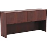 Alera Valencia Series Hutch with Doors, 4 Compartments, 64.75w x 154d x 35.38h, Medium Cherry