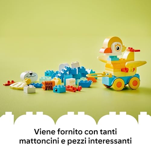 DUPLO Animali su Ruote 3 in 1 - Gioco Educativo in Mattoncini per Costruire un'Anatra o un Pesce o un Cane Giocattolo con Ruote e Maniglia - Regalo per Bambine e Bambini da 2 Anni in su - 10448
