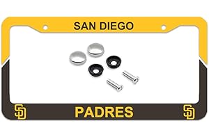 ZIAJKA New Brand 1 Pack Aluminum Alloy License Plate Frame for Padres License Plate Cover License Plate Holder with Chrome Screw Caps & 2 Holes