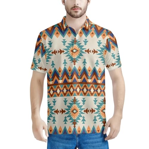 HUGS IDEA Men's Shirts Aztec Navajo Geometric Print