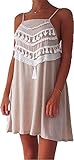 VOKY Women's Sleeveless Midi Lace Dress Open Back Tassel Sundress