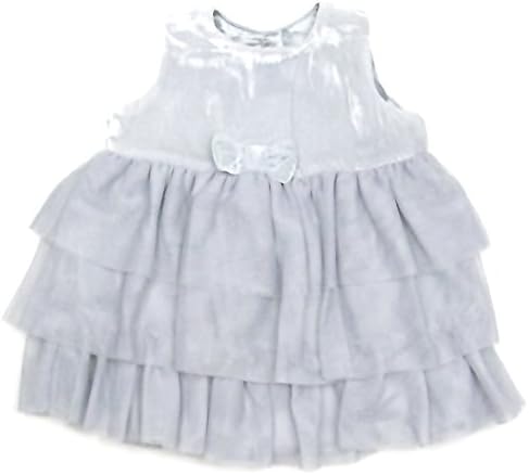 United Colors of Benetton Velvet &amp; Tulle Holiday Fancy Party Dress, Grey (3-6 Months)