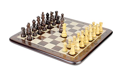 House of Chess - Rosewood Galaxy Staunton Wooden Chess Set Pieces King size 3" + 15" Flat Rosewood Chess Board